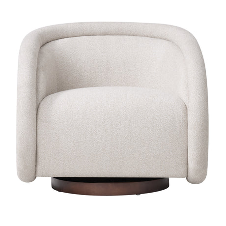 Beige Boucle Swivel Accent Chair | OROA