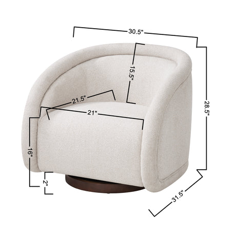 Beige Boucle Swivel Accent Chair | OROA