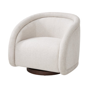 Modern European furniture - Beige Boucle Swivel Accent Chair - www.oroa.com