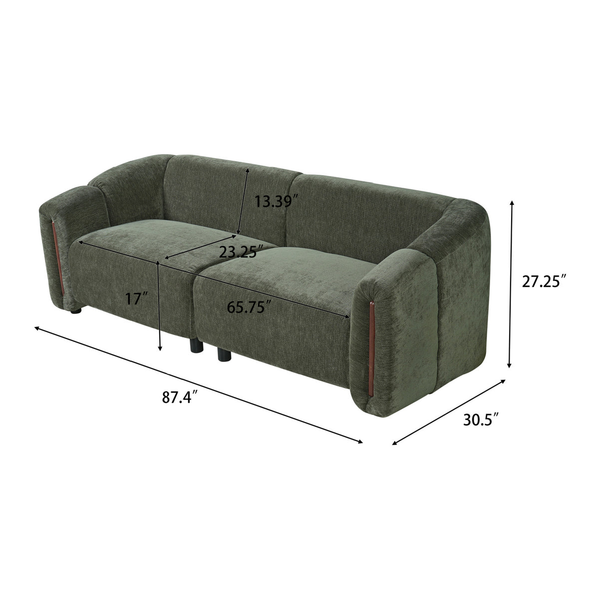 Green Curved Upholstered 3-Seater Modular Sofa by OROA