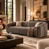 Gray Modern Curved Block Upholstered Sofa | OROA