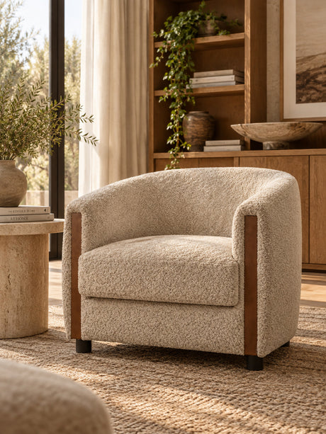 Modern Curved Barrel Teddy Fleece Accent Chair | OROA