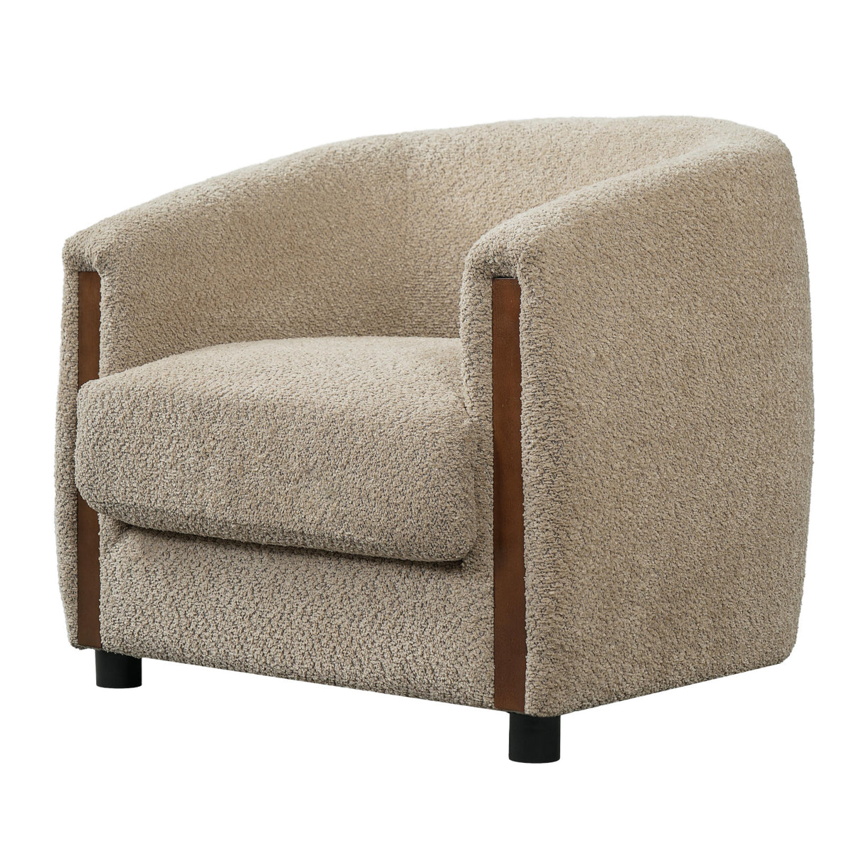 Modern Curved Barrel Teddy Fleece Accent Chair | OROA