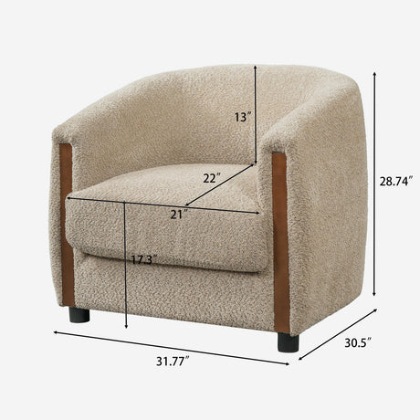 Modern Curved Barrel Teddy Fleece Accent Chair | OROA