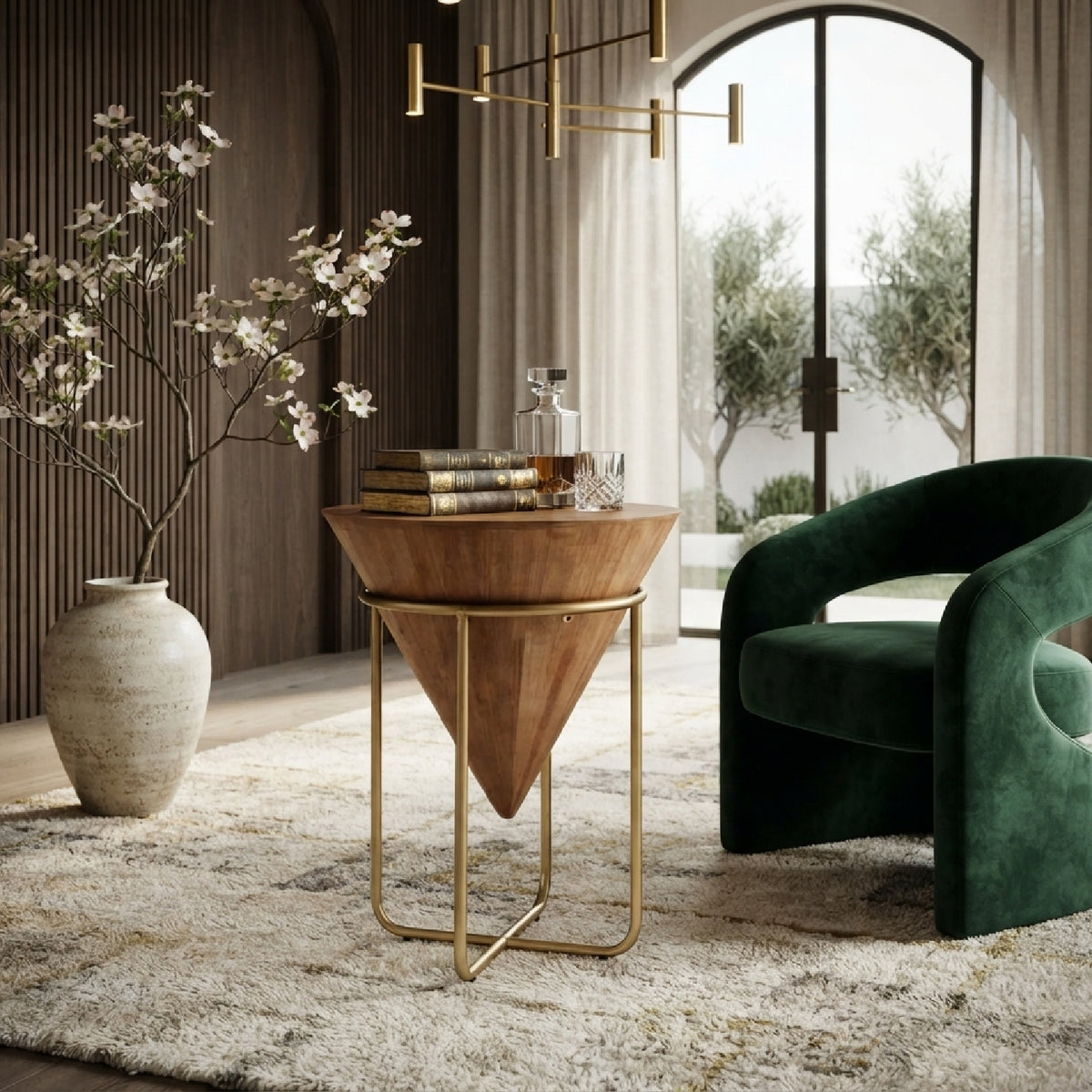 Minimalist Cone-Shaped Round Accent Table | OROA