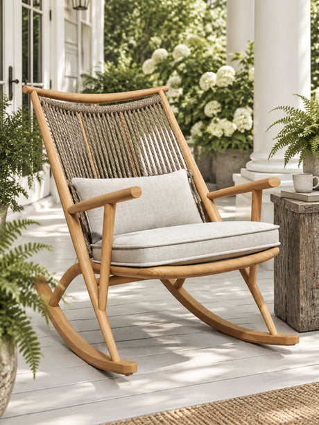 Modern European furniture - Rattan Backrest Outdoor Rocking Chair - www.oroa.com