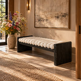 Modern Chenille Upholstered Bench by OROA