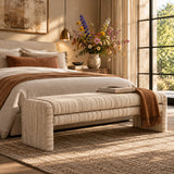 Striped Upholstered Ottoman Bench by OROA