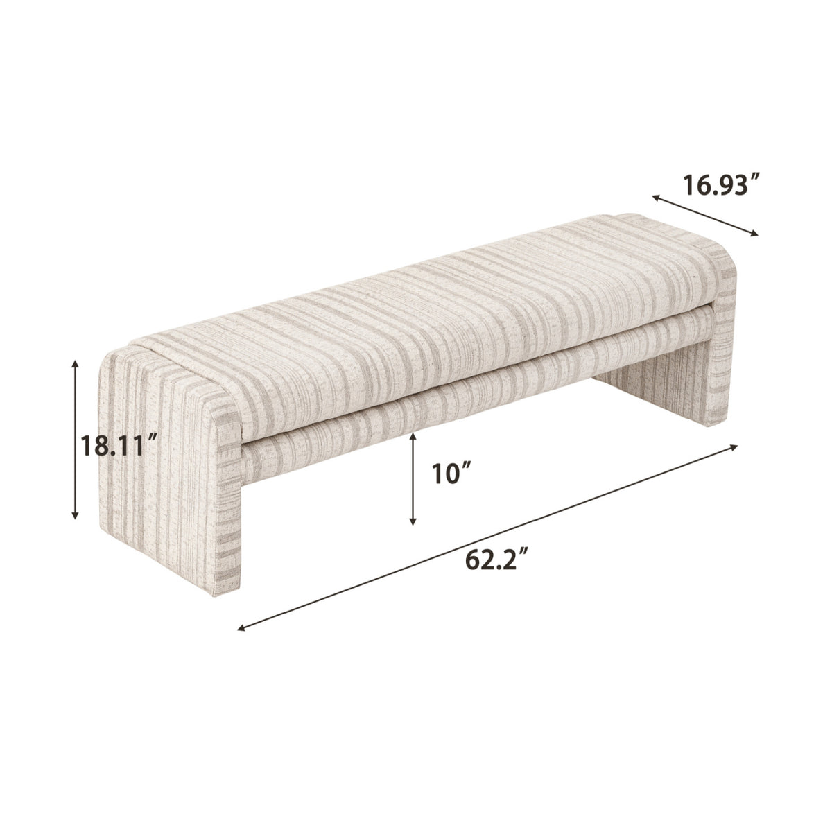 Striped Upholstered Ottoman Bench by OROA