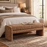 Modern European furniture - Rustic Brown Striped Upholstered Bench  - www.oroa.com
