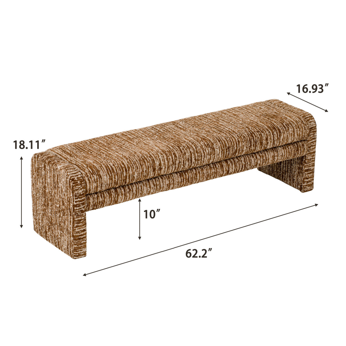 Modern European furniture - Rustic Brown Striped Upholstered Bench  - www.oroa.com