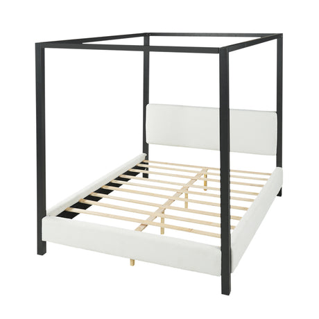 Black Metal Canopy Queen Bed - OROA - view 4