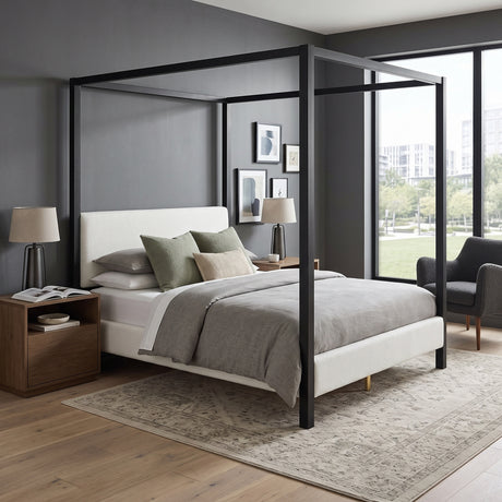 Black Metal Canopy Queen Bed - OROA - view 2
