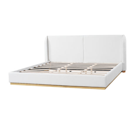 White Bouclé Winged King Bed | OROA