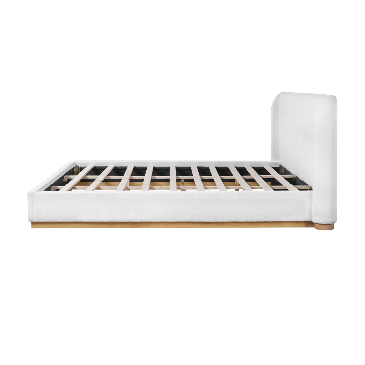 White Bouclé Winged King Bed | OROA