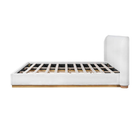 White Bouclé Winged King Bed | OROA