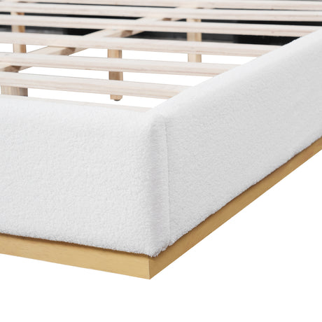 White Bouclé Winged King Bed | OROA