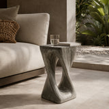 Modern Gray Twist Shape Indoor/Outdoor Side Table | OROA