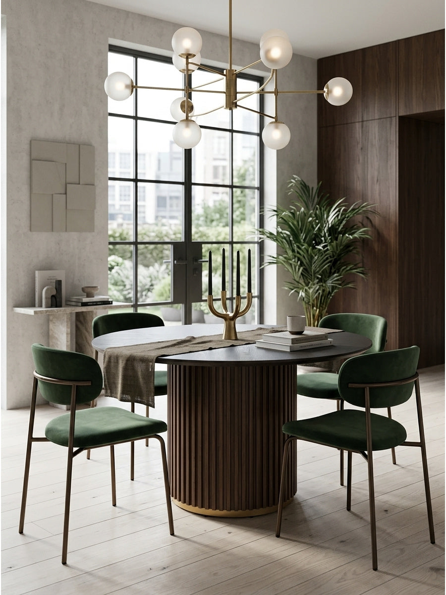 Walnut Round Pedestal Dining Table | OROA