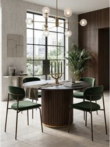 Walnut Round Pedestal Dining Table | OROA