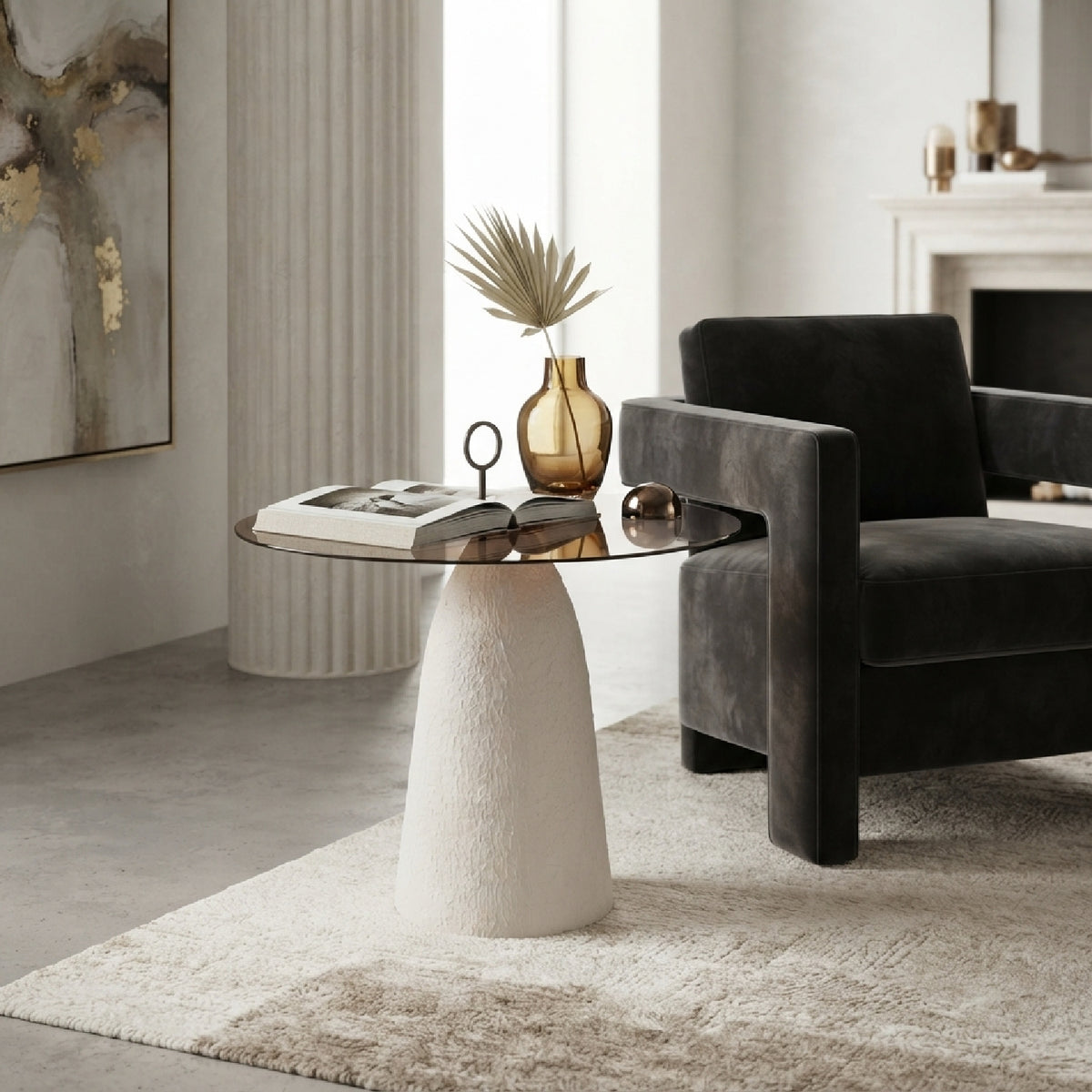 Brown Glass Top Side Table | OROA