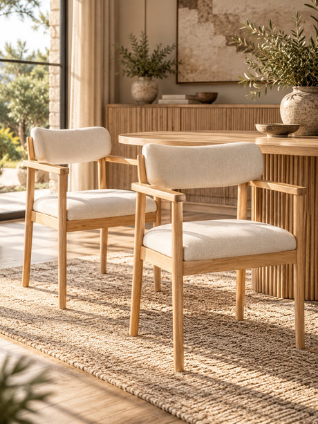 Modern European furniture - White Upholstered Dining Chairs (2) - www.oroa.com