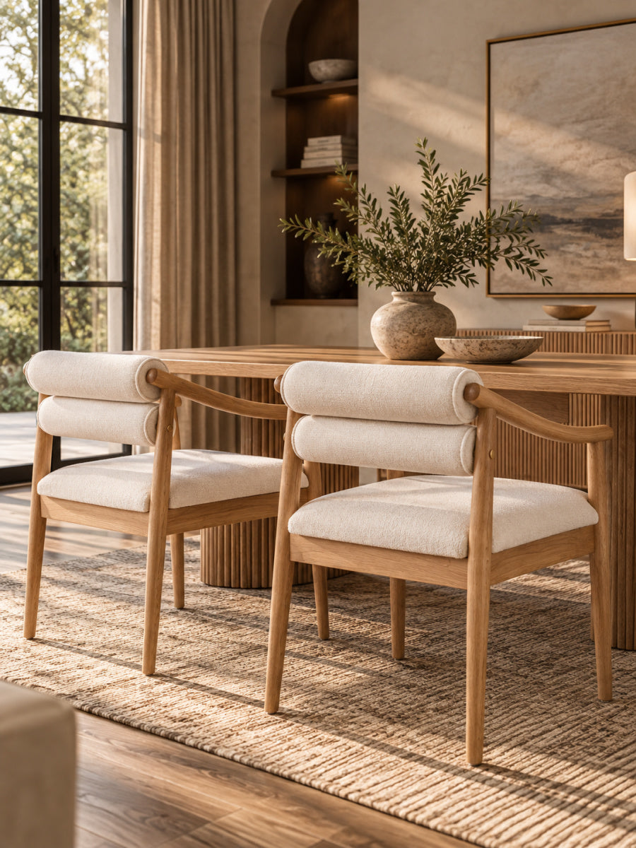 Modern European furniture - Natural Solid Wood Dining Chairs (2) - www.oroa.com