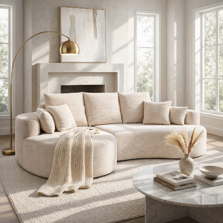 Fabric Curved Cloud Sectional Sofa with Chaise | OROA