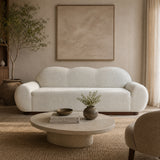 Modern Light Green Curved Boucle 3-Seater Sofa | OROA