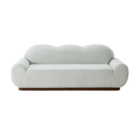 Modern Light Green Curved Boucle 3-Seater Sofa | OROA