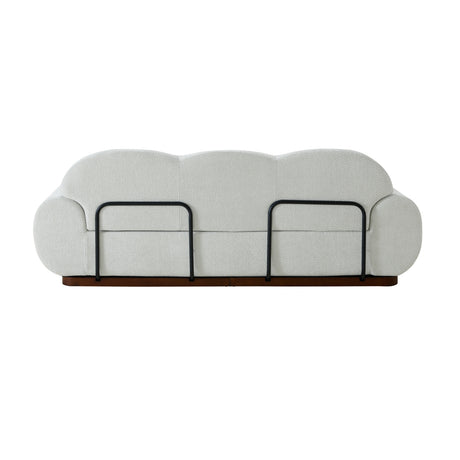 Modern Light Green Curved Boucle 3-Seater Sofa | OROA