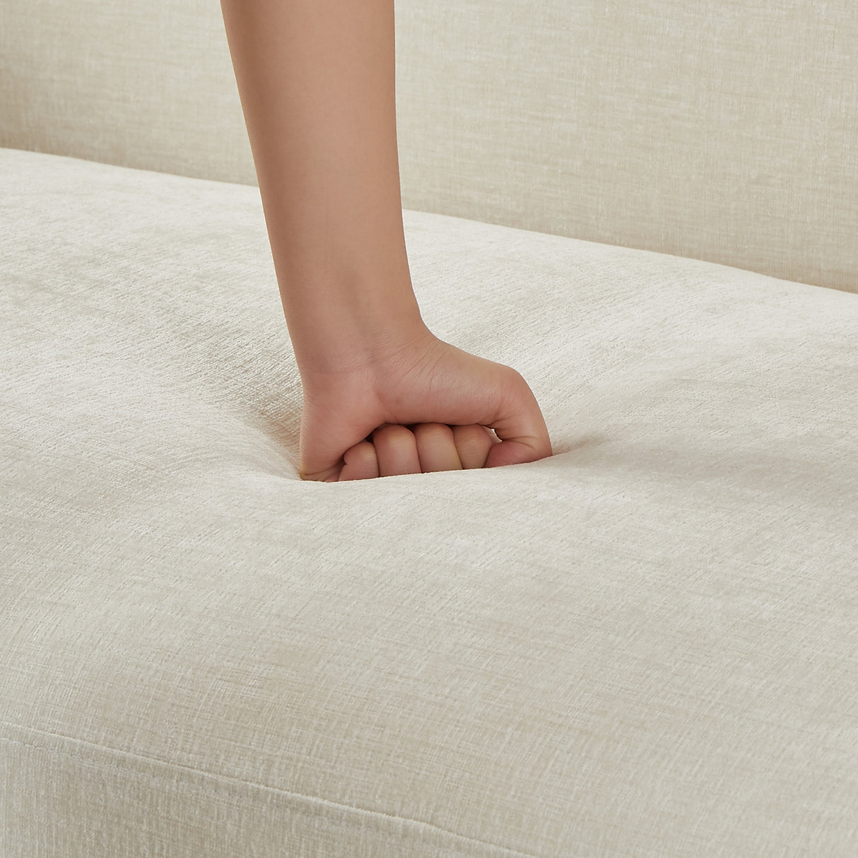 Beige Upholstered Chenille Sofa | OROA