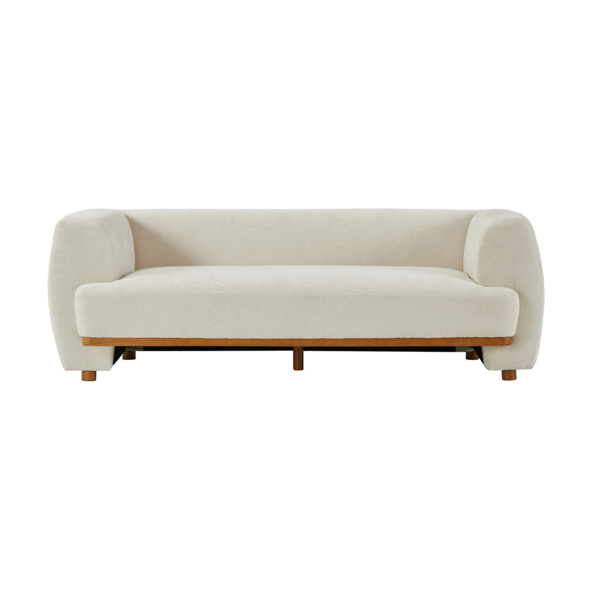 Beige Upholstered Chenille Sofa | OROA