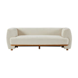 Beige Upholstered Chenille Sofa | OROA