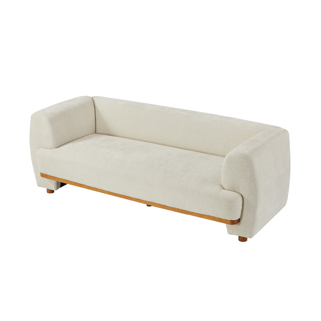 Beige Upholstered Chenille Sofa | OROA