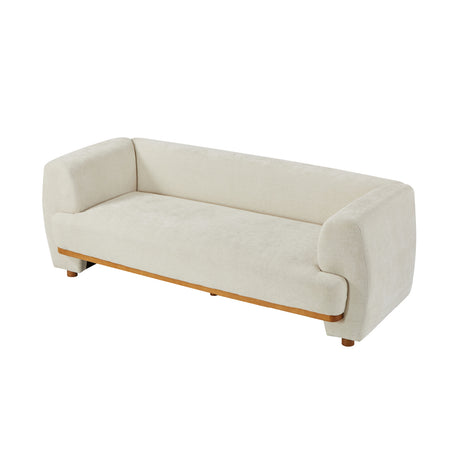 Beige Upholstered Chenille Sofa | OROA