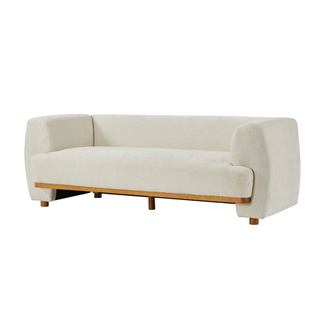 Beige Upholstered Chenille Sofa | OROA