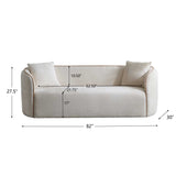 Beige Curved Boucle 3-Seater Sofa | OROA
