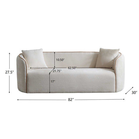 Beige Curved Boucle 3-Seater Sofa | OROA