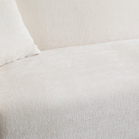 Beige Curved Boucle 3-Seater Sofa | OROA