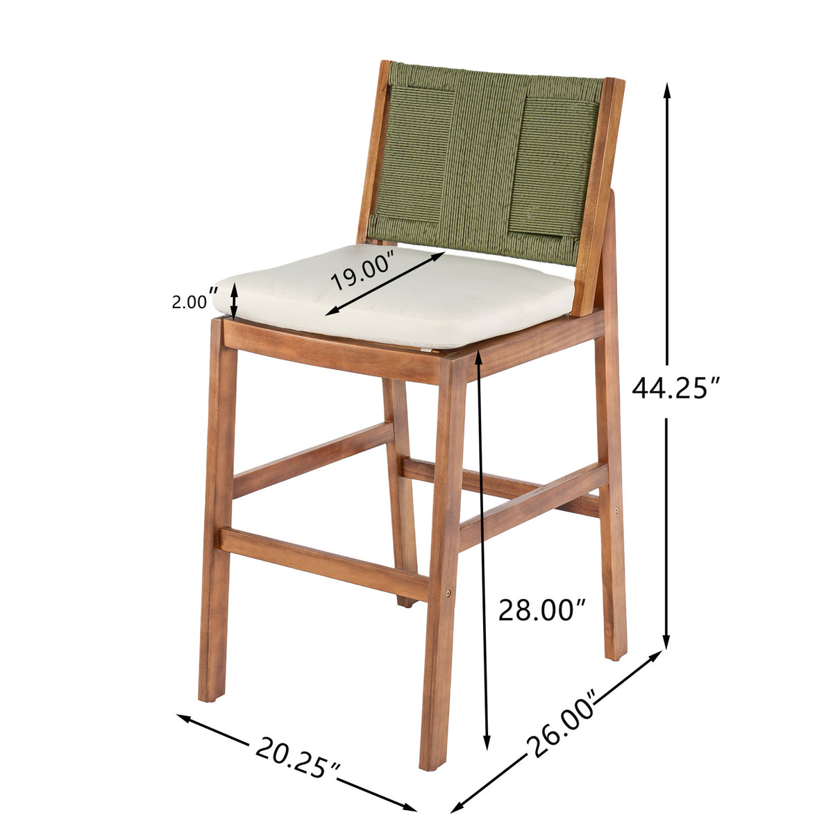 Outdoor Acacia Wood Bar Stools (2) | OROA