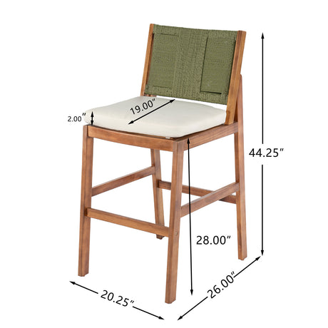 Outdoor Acacia Wood Bar Stools (2) | OROA