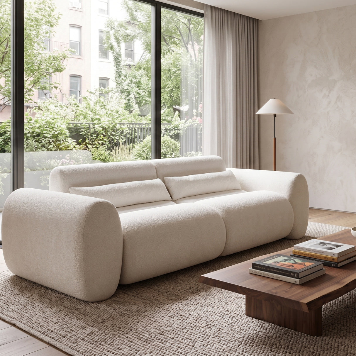 Snow White Curved 3-Seater Upholstered Sofa | OROA