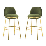 Modern Luxury Green Upholstered Barstools (2) | OROA