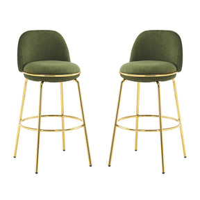 Modern European furniture - Modern Luxury Green Upholstered Barstools (2) - www.oroa.com