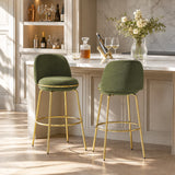 Modern Luxury Green Upholstered Barstools (2) | OROA