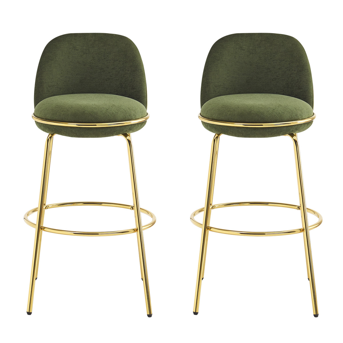 Modern Luxury Green Upholstered Barstools (2) | OROA