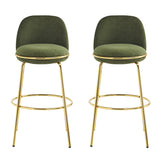 Modern Luxury Green Upholstered Barstools (2) | OROA