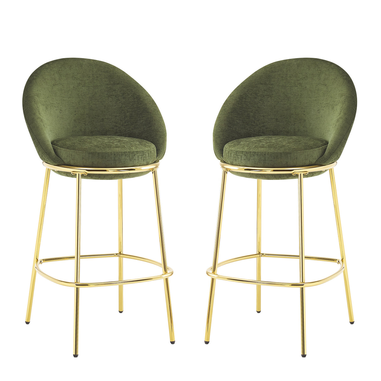 Olive Green Upholstered Barstools (2) | OROA