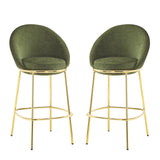Olive Green Upholstered Barstools (2) | OROA